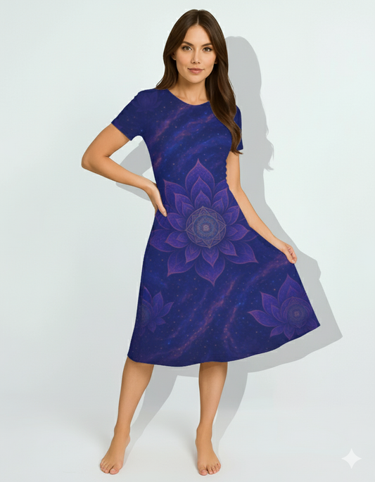 Cosmic Lotus - AOP A line Dress