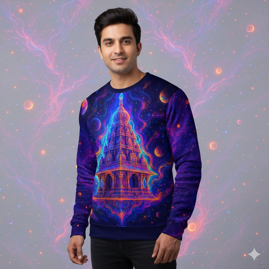 Cosmic Flying Temple - Unisex AOP Sweatshirt