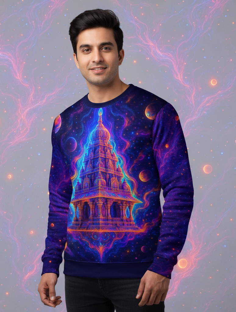 Cosmic Flying Temple - Unisex AOP Sweatshirt