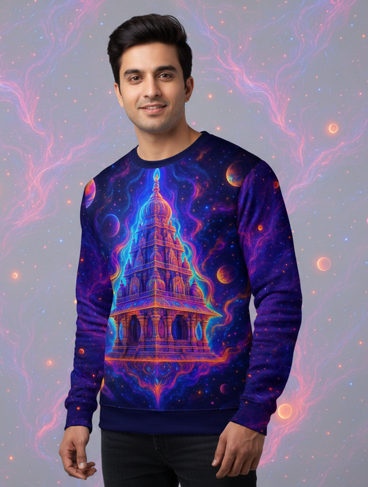 Cosmic Flying Temple - Unisex AOP Sweatshirt